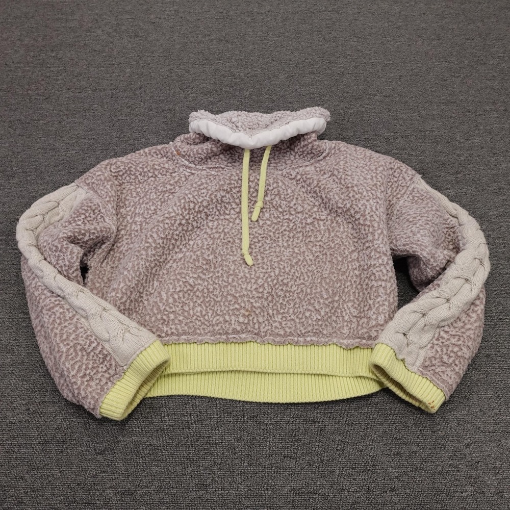 Free People Sweater Womens Small Sherpa Fleece High Neck Cropped Pullover